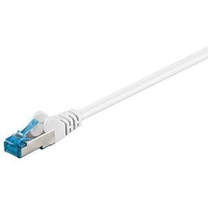 Goobay 92715 Cat 6a Ethernet patchkabel S-FTP dubbel afgeschermd tot 10.000 Mbit/s 500 MHz halogeenvrije koperen kabel RJ-45 stekker 10 m wit vergulde contacten