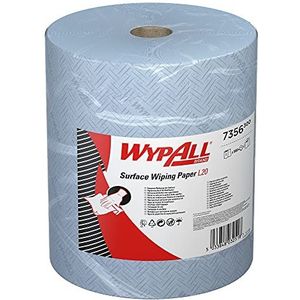 WypAll Papierdoek L20 oppervlaktereiniging 7356 - Blauwe extra grote spoel - 1 Maxi spoel x 1000 spoelen blauw - 2-laags papieren doek