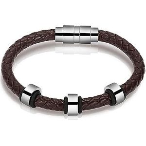 VCCWYQK Urn armband voor as voor dames en heren, cilindrische leren armband, asarmband, herinneringssieraad, Geen edelsteen