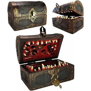 Galdor's Guild Mimic Chest opbergdoos voor dobbelstenen, gratis slot en sleutel, compatibel met Dungeon en Dragon-spelers, Dungeon Master/DM RPG Gaming, Vault-ondersteuning, voor 6