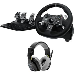 Logitech G G920 Driving Force Racing Stuurwiel met pedalen, krachtterugkeer + ASTRO A10 gaming headset Gen 2, bekabeld, Xbox Series X|S, Xbox One, PC, zwart