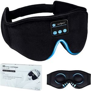 ZUXNZUX Slaapmasker Bluetooth 3D met hoofdtelefoon, verstelbaar, voor reizen, dutjes, yoga, zijslapers, vliegtuig, slaap, meditatie, vrouwen en mannen, zwart