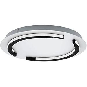 EGLO Zampote Plafondlamp, dimbaar led-paneel, ronde plafondlamp van staal, aluminium en kunststof, wit en zwart, wandlamp voor keuken en hal, warmwit, Ø 42 cm