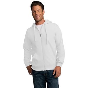 Fruit of the Loom Eversoft fleece hoodie en hoodies voor heren, doorlopende ritssluiting - wit, S, Doorlopende ritssluiting in wit