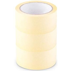 Scley Afplakbanden, crêpetape, breedte 48 mm, lengte 33 m, 3 stuks schildertape, gele crêpe, plakband voor schilderwerkzaamheden serie *545*, A0303-450148