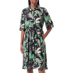 KAFFE Kasafir Oline Dress Femme, Green/Black/Violet Palm Print, 42