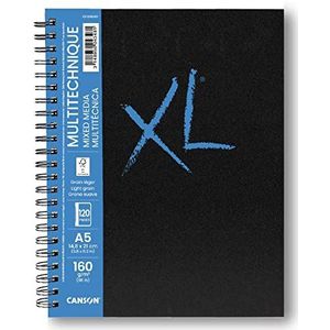 Canson - XL Art Book – multifunctioneel papier – lichte korrel – 160 g/m² – spiraalboek – A5-14 – 8 x 21 cm – wit – 60 vellen C31200L021
