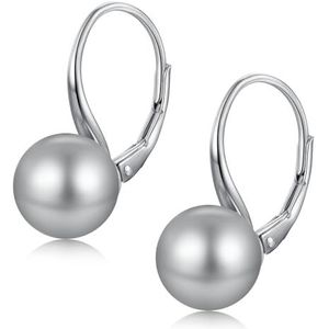 Eenvoudige parel oorbellen 925 zilver oorknopjes haak lange oorbellen cultuur parels Valentijnsdag perfect cadeau, Sterling zilver