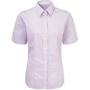 Alexandra STC-NF198PW-28 dames korte mouwen strepen shirt 65% polyester 35% katoen maat 28 roze wit, Roze/Wit