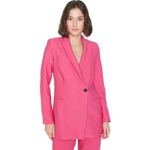 Trendyol Blazer uni à col revers pour femme, fuchsia, 64