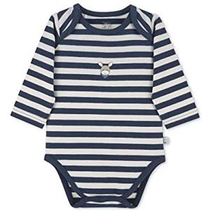 Sterntaler Emmi GOTS babybody met lange mouwen - Baby bodysuit - Baby luierbodysuit - Gestreepte jersey met ezel borduurwerk - Groen (Navy) 50, Marinier