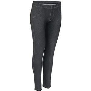 Nur Die Treggings in Relax & Go Stretch Jeans-look met zakken, comfortabele skinny fit damesriem, donkergrijs, S, Donkergrijs