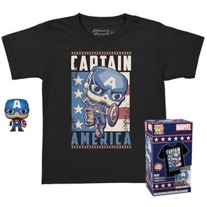 Funko Pocket Pop! & Tee: Marvel - Captain America - voor kinderen - Large - (L) - T-shirt - kleding met minifiguur van vinyl om te verzamelen - cadeau-idee voor volwassenen