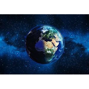Scenolia Vliesbehang Planeet Aarde en Galaxie 4 x 2,70 m – wandversiering met trompe-l'Eye effect – panoramisch behang XXL – eenvoudige installatie en HD-kwaliteit