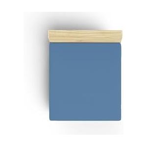 Drap ajusté double renforcé de qualité supérieure (140 x 190 + 30 cm), 100% coton, 155 fils, bleu | doux, durable, lavable en machine à 30 °C | Idéal pour les chambres douillettes