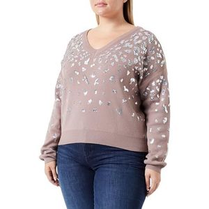 LEOMIA Pull tricoté pour femme, Taupe argenté, M-L