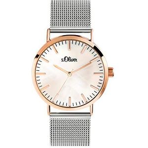 s.Oliver Analoog kwarts horloge voor dames met roestvrijstalen armband