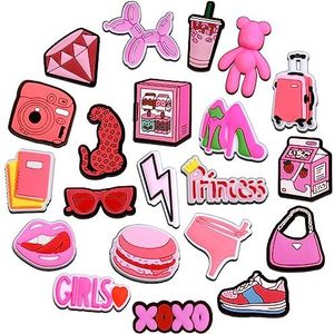 Yezmo 20 stuks roze krokodillenbedels voor meisjes vrouwen kinderen volwassenen roze krokodil bedels voor schoenen decoratie krokodil bedels voor meisjes meisjes cadeau party cadeau pvc pvc, Polyvinylchloride