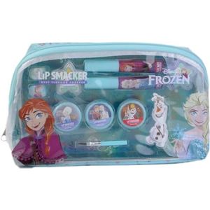 Lip Smacker Frozen Essential Makeup Bag, kleurrijke cadeauset, geïnspireerd op Frozen met lipgloss, crèmes, applicatoren en accessoires voor een prinsessenlook