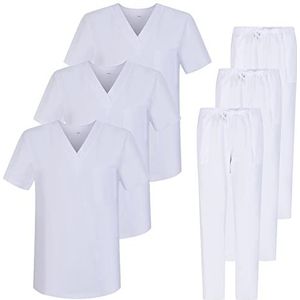 Misemiya - 3 sets – uniseks gezondheidsuniform, medische uniformen, sanitaire uniformen, 3 – 817 – 8312, wit 68, XL, wit 68