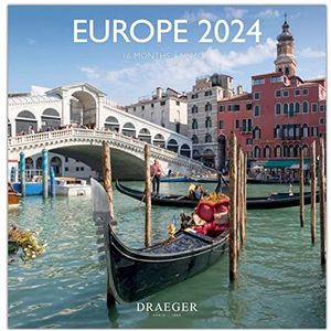 Drager Paris Grote wandkalender Europa 2024, om op te hangen, 29 x 29 cm, 16 maanden sept-23 tot december 24, 7 talen, kalender kantoor, huis, maandelijks | decoratie, organisatie |