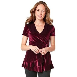 Joe Browns Velvet Wrap Style Top Dames T-shirt, Rood (Burgundy A), 34, rood (Burgundy A)