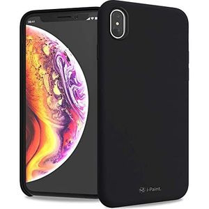 i-Paint iPhone XS Max Case Silicone Case Zwart met Microfiber Binnenkant - Solid Case Black