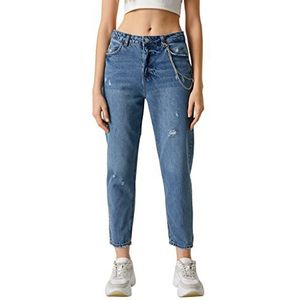 Koton Pantalon en jean pour femme - Taille haute - Coupe ajustée, Indigo clair (Lgt), 25-32