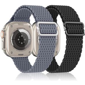 YASPARK Gevlochten en rekbare nylon armband, compatibel met Apple Watch 38 mm, 40 mm, 41 mm, 42 mm, 44 mm, 45 mm, 49 mm, gevlochten elastische armband voor Apple Watch 9, 8, SE, 7, 6, 5, 4, 3, 2, 1,