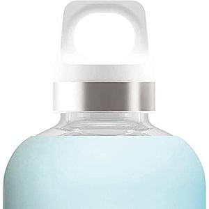 SIGG Star Glacier waterfles (0,5 l), luchtdichte drinkfles zonder schadelijke stoffen, hittebestendige glazen fles met zachte siliconen hoes