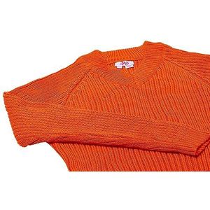 myMo Pull pour femme en maille côtelée avec col en V Polyester Orange Taille XS/S, Orange, XS