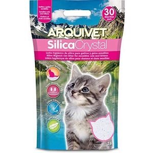 ARQUIVET Silica Crystal kattenbakvulling 3,8 liter, hygiënische kattenbakvulling op basis van silicazand, hoog absorptievermogen, helpt geuren en bacteriën te verwijderen