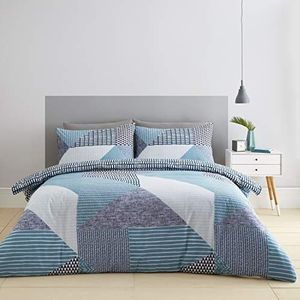 Catherine Lansfield Larsson Geo Teal Beddengoed 140 x 220 + 65 x 65 cm