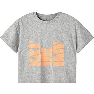 NAME IT Nkfbalone Ss Top Box T-shirt met korte mouwen voor meisjes, grijs.