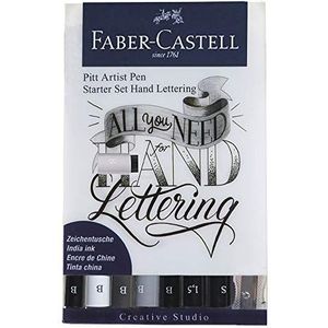 Faber-Castell 267118 - Inktpotloden van China Lettering Starter Set, 9-delig, Pitt Artist Pens, potlood en puntenslijper inbegrepen