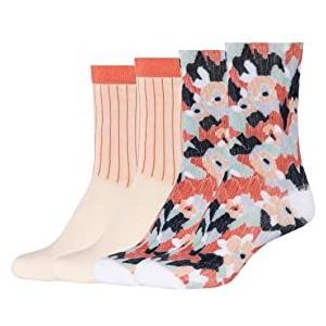 s.Oliver Socks Online Essentials damessokken met bloemenpatroon, 4 paar, roze zand, Eén maat, roze zand