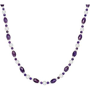 Valero Pearls Type de collier pour Femme en 925/- Argent sterling Perle de culture d'eau douce env. 4,0-8,0 mm, Argent sterling, Améthyste