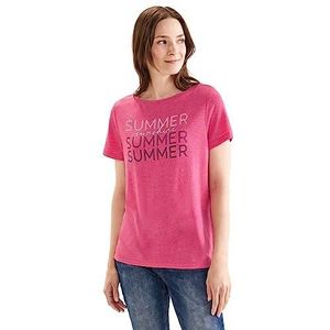 Street One A320187 Wording dames T-shirt met korte mouwen, Framboos/roze