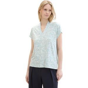 TOM TAILOR 1041548 T-shirt voor dames (1 stuk), 35293 - Blauw bloemenpatroon