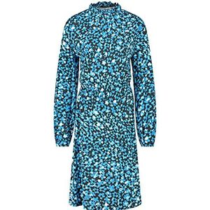 Taifun Damesjurk met bloemenprint lange mouwen - Bloemen gebreide jurk met patroon, elektrisch blauw patroon, 44, Elektrisch blauw met patroon