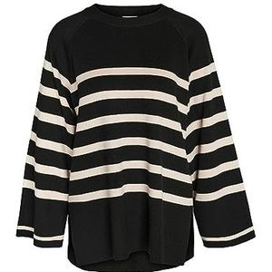 NOISY MAY Nmfifi L/S O-hals Tunic Knit Fwd Noos Damestrui, zwart.