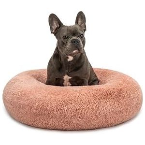 lionto Rond hondenbed, kussen, kattenmand, donut, (XL) 70 cm Ø roze