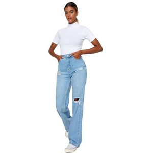 TRENDYOL Trendyol Heren Jeans 90 Hoge Taille Dames (1 stuk), Lichtblauw