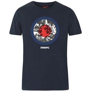 Merc of London Granville T-shirt voor heren, ronde hals, korte mouwen, blauw (navy), XS, Blauw (zwart)