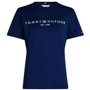 Tommy Hilfiger Reg Corp Logo C-nk Ss S/S Dames gebreide tops, Desert Sky