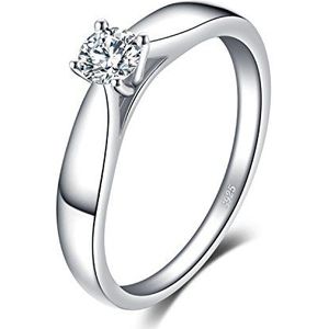 JewelryPalace Verlovingsring, trouwring voor dames, ronde kubieke zirkonia, 925 zilver, bruiloft, belofte, verloving, cadeau, verjaardag, prachtig, verguld, geelgoud, roségoud, damessieraden,