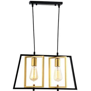 Homemania Hanglamp Novea plafondlamp woonkamer bureau lamp zwart goud metaal 15x48x105cm 80207-02-L02-BK