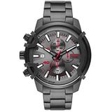 Diesel Griffed horloge voor heren, kwarts/chronograaf uurwerk met siliconen, roestvrij staal of lederen band, Houtskool in rood, armband