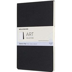 Moleskine schetsblok, schetsboek (papier voor potloden, houtskool, pennen, vulpennen en stiften, zachte kaft, groot formaat 13 x 21 cm, 48 pagina's) zwart groot/A5