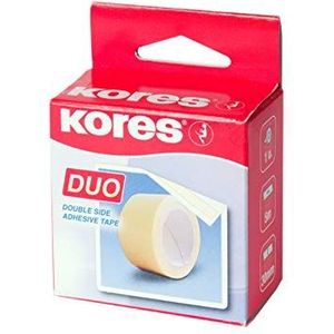 Kores - Duo: dubbelzijdig plakband, transparant, veelzijdig inzetbaar voor school, huis en kantoor, 5 m x 30 mm, 1 rol